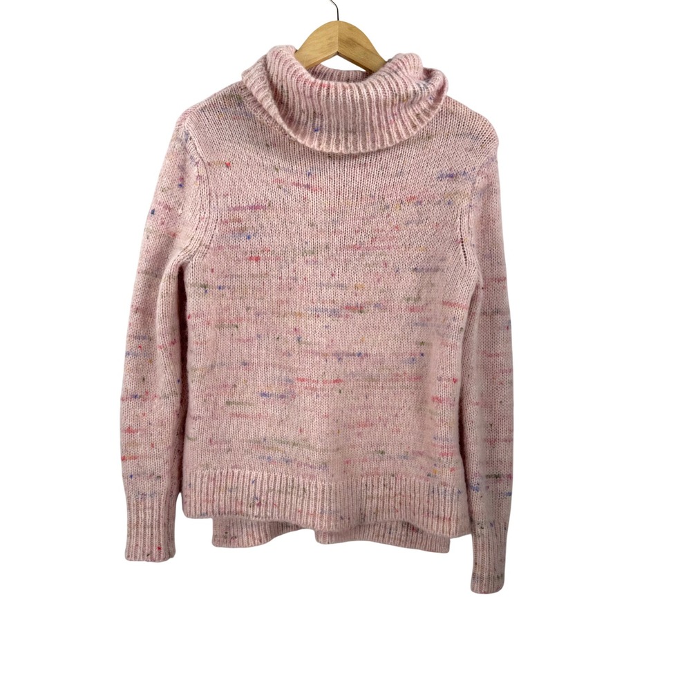 Banana Republic Sweater sz PS Pink Confetti Alpaca Merino preppy classic